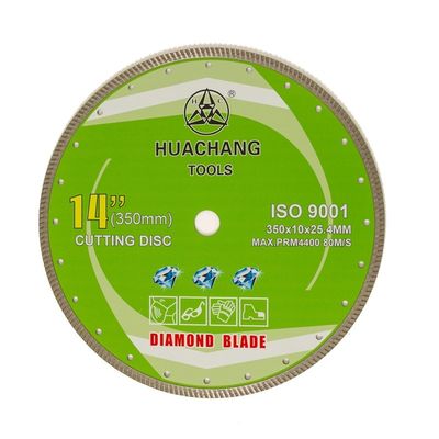 14inch 『一般目的、陶磁器、大理石および具体的のための350×2.2/3.2×10×25.4mmターボのダイヤモンドの刃の冷たい出版物