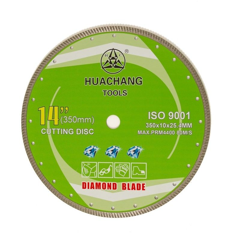 14inch 『一般目的、陶磁器、大理石および具体的のための350×2.2/3.2×10×25.4mmターボのダイヤモンドの刃の冷たい出版物